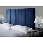 Affordable Luxury Portland Lined Headboards in Elegant Plush Velvet Fabric, for Divan Beds, Bedroom and Hotel Furniture (4FT6 Double- Height 24", Blue)