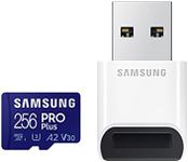 SAMSUNG PRO Plus + Reader 256GB microSDXC Up to 160MB/s UHS-I, U3, A2, V30, Full HD & 4K UHD Memory Card for Android Smartphones, Tablets, Go Pro and DJI Drone (MB-MD256KB/AM)