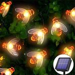 Solar Garden Lights Outdoor Waterproof, 50LED Bumble Bee Solar Fairy Lights, 24Ft 8 Modes Waterproof Outdoor Solar String Lights,Decorative Lights for Garden,Lawn,Patio,Party,Christmas,Holiday