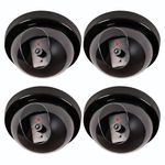 WALI 4 Pack Dummy Fake Security CCTV Dome Camera with Flashing Red LED Light with Warning Security Alert Sticker Decals