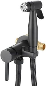 Black Handheld Bidet Sprayer for Toilet Warm Water, WiPPhs Stainless Steel Bidet Hand Held Sprayer with Brass Hot and Cold Mixing Valve, WI9138BK