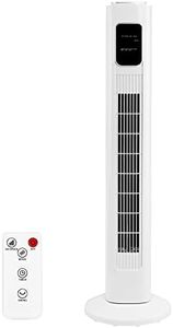 Antarctic Star Tower Fan Oscillating Fan Quiet Cooling Remote Control Powerful Standing 3 Speeds Wind Modes Bladeless Floor Fans Portable Bladeless Fan for Children Bedroom Home Office (White, 35")
