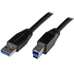 StarTech.com 5m 15 ft Active USB 3.0 USB-A to USB-B Cable - M/M - USB A to B Cable - USB 3.1 Gen 1 (5 Gbps)-Black