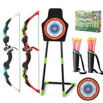 COSTWAY 2 Pack Bow and Arrow Set for Kids, LED Light Up Archery Toy Set with 20 Suction Arrows, 2 Quivers & Detachable Standing Target, Indoor & Outdoor Sport Toy Gift for Boys Girls Ages 3+