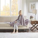 Beautyrest Plush Electric Blanket for Cold Weather, Fast Heating, Auto Shut Off, Virtually Zero EMF, Multi Heat Setting, UL Certified, Machine Washable, Lavender Oversized Throw 60x70