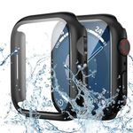 Goton Waterproof Case for Apple Watch 41mm Series 9 8 7 with Tempered Glass Screen Protector, iWatch Full Protective Hard PC Bumper Case Face Cover Designed for Men Women 41 mm Black