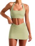 OZICERD Tennis Skirt Two Piece Skirt Sets for Women 2 Piece Skirt Set Going Out Golf Mini Skort Athletic Dress Workout Set Green XS