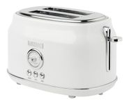 Haden Dorset 75074 Stainless Steel 900W Retro Toaster 2 Slice Wide Slot w/Removable Crumb Tray and Settings, Ivory/Chrome Toasters w/Adjustable Browning Control, Smart Toaster