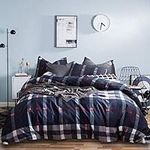 Jumeey Navy Plaid Duvet Cover Dark 