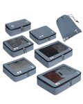 ECOHUB Packing Cubes 7 Set Tear-Resistant Packing Cubes Travel Organizer with ID Tag for Carry On Luggage Machine Washable Suitcase Organizer Bags Travel Cubes(Grey)