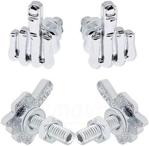 License Plate Bolts, 4 pcs Universal Finger Style Stainless Steel License Plate Screw Kit for Motorcycle Chopper Windshield Trim Car Tag Frame,Unique Addition to Your Bike. (Silver)