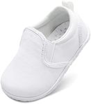 FEETCITY Baby First Walking Shoes Infant Sneakers Boys Girls Anti-Slip Crib Shoes 6-12 Months Infant All White