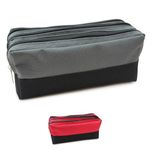 Fashion Stationery Big Capacity Pencil Case for Boys Kids Children's Large Black & Grey Sporty Triple Pocket Pencil Cases Back to School Pouch with 3 Compartments for Teenagers