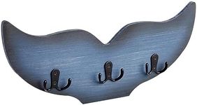 Okuna Outpost Whale Tail Wall Hook for Nursery, Nautical Ocean Wall Decor (Blue, 15.5 x 6.75 x 1 in)