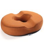 METRON Donut Pillow for Tailbone Pain Relief, Pregnancy Coccyx Piles Hemorrhoid & Postpartum | Orthopedic Ring Seat|Medium Firm|Removable Washable Cover |Tan| Pack of 1| High Density Polyurethane Foam