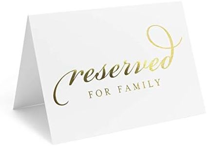 Bliss Collections Reserved Signs, Gold Foil, Tented Table Place Cards for Weddings, Receptions, Parties, Events, Restaurants and Celebrations for Reserving Seats and Tables, 4"x6" (Pack of 10)