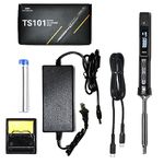Original 65W TS101 Electric Soldering Iron Kit,Mini Digital Soldering Station,Adjustable Temperature,Programmable smart chip,Fast Heating BC2 Solder Tip,24V Power Supply, USB Type C Cable,Solder wire