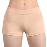 SUPRNOWA Girl's Women's Boy Cut Low Rise Elastane Spandex Active Dance Shorts Yoga Workout Fitness (Nude, S)