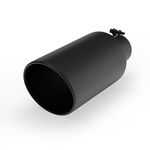 Richeer 4 to 7 inch Exhaust Tip, 4" Inlet 7” Outlet 15” Overall Length Stainless Steel Exhaust Tip Black Powder Coated Finish Universal for Vehicles with 4" O.D. Exhaust Tailpipe, Rolled Edge, Bolt on