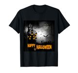 Happy Halloween in a Spooky House, Graveyard, Pumpkin, Bats T-Shirt