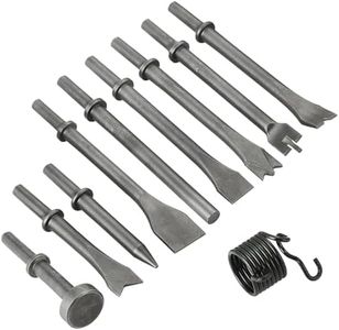 AMGSH 10 Pcs Air Hammer Pneumatic Chisels Tools, 9pcs 0.401'' (10mm) Shank Heavy Duty Pneumatic Air Hammer Chisels Made From High Carbon Steel, Plus 1 Piece of Spring