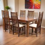 FURNITUREWALLET Sheesham Wood Dining Table 6 Seater with Chairs for Dining Room | Dinning Table 6 Seater| Dining Table 6 Seater Set (Brown, Natural Honey Finish)