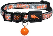 DOCO Breakway Cat Collar - Durable, Reflective, Adjustable Breakaway Nylon Kitty Collar with Safety Buckle, Bell (Orange Paw)