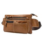 Vintage Leather Fanny Pack Waist Bag for Men Women Travel Hiking Running Hip Bum Belt Slim Cell Phone Purse Wallet Pouch Coffee, #07Light Brown, 23cm(L)x4cm(D)x14cm(H)(9.05"x1.57"x5.51") approx;