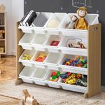 Oikiture Toy Storage with 16 Bins 4-Tier Kids Display Shelf Unit