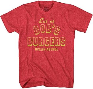 Bob's Burgers Eat at Ocean Ave Adult T-Shirt, Heather Red, 3X-Large