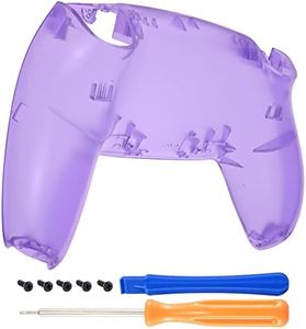 eXtremeRate Clear Atomic Purple Custom Back Bottom Shell Compatible with ps5 Controller, Replacement Back Shell Cover Compatible with ps5 Controller