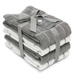 Mellow Buff 100% Cotton Terry Dish Towels, 4 Pack 16 x26 Inches, Super Soft and Absorbent Kitchen Towels, Perfect for Kitchen Cleaning and Dish Washing | Light Gray