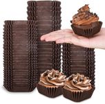 Whaline 500Pcs Square Mini Cupcake Liners Disposable Brownie Baking Cups Coffee Color Cupcake Wrappers for Baby Shower Wedding Bridal Showers Birthday Party Decorations, Brown