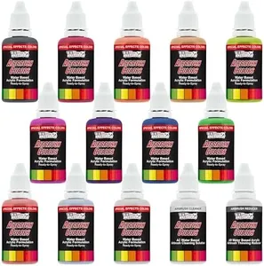 U.S. Art Supply 12 Color Pearlized Acrylic Airbrush, Leather & Shoe Paint Set; Pearl Colors plus Reducer & Cleaner 1 oz. Bottles