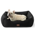 Bedsure Large Dog Beds Washable - Indoor Puppy Bed for Large Pet, Fluffy Rectangle Cuddle Cat Beds with Anti-Slip Bottom, Black, 76x61x23cm