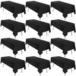fani 12 Pack 60 x 102 Inch Rectangle Tablecloth, Black Tablecloth for 6 Feet Rectangle Tables, Stain and Wrinkle Resistant Washable Fabric Table Cloth for Wedding Dining Table Buffet Parties Camping