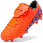 DREAM PAIRS Boys Girls Outdoor Soccer Cleats Football Shoes for Little/Big Kid,Size 6 Big Kid,Orange/Black,MEGA-2K