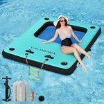 CALOBANA Floating Dock, Inflatable Floating Dock Air Water Platform with Rope Ladder for Multi People Island Lake Boats Pool Relaxing