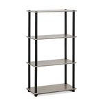 Furinno 99557GYW/BK Turn-N-Tube Multipurpose Shelf Display Rack, 4-Tier Single, French Oak Grey/Black