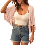 Women Summer Cardigan 2024 Open Front Crochet Oversized Shrug Shrimp Pink XXL