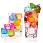 Yopay 200 Pieces Reusable Ice Cubes, 1" Plastic Squares for Drinks, Whiskey, Wine or Beer, Keep Your Drink Cold Longer, Refreezable, Washable, Assorted Color