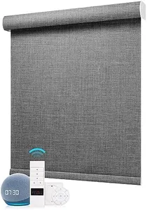 ZSTARR Motorized Shades,Smart Blinds Blackout Roller Blinds Compatible with Alexa Powered Rechargeable Battery Silent Motor for Hotel Living Room Bedroom Office Custom Size (Grey)