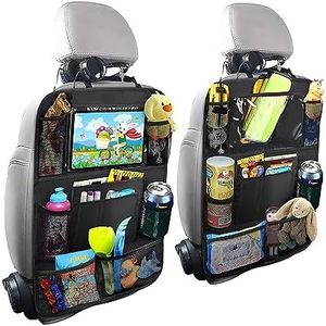JNNJ 2 Pcs Car Seat Back Protector, Car Back Protector with Tablet Bag, Oxford Fabric Waterproof Car Seat Back Seat Organiser Cars Seats Protector Backrest, Waterproof Cars Seats Organiser