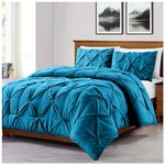 GC GAVENO CAVAILIA 3 Pieces Diamond Duvet Cover | Super Soft Pinch Pleat Bedding Double | Light Weight Pintuck 1x Quilt Cover Bedset With 2x Pillowcases | Deep Teal