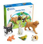 Learning Resources Jumbo Domestic Pets, Cat, Dog, Rabbit, Guinea Pig, Fish and Bird, 6 Animals, Ages 2+