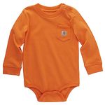 Carhartt Kid's CA5002 Long-Sleeve Pocket Bodysuit, Exotic Orange, 18 Months