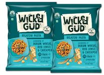 WickedGud 2X Fiber Rigatoni Pasta | No Maida | Durum Wheat Semolina | Brown Rice | Red Lentils | Healthy Diet Pasta - 400gm x 2