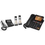 AT&T CL84207 DECT 6.0 2 Handset Landline Telephone + AT&T Corded Phone with Digital Answering Machine (CL4940BK)