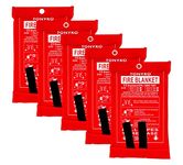 TONYKO Emergency Surival Fire Blanket Designed for Kitchen,Fireplace,Grill,Car,Camping (White-5Pack (100×100cm))