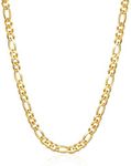 Barzel 18K Gold Plated Figaro Chain Necklace 2MM, 2.5MM, 3MM, 4MM, 4.5MM & 5MM for Women & Men (5MM, 20)